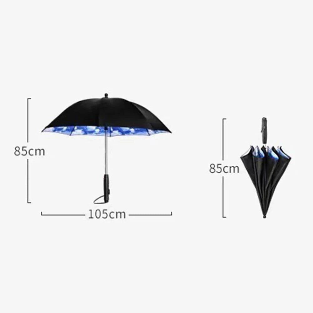 Nehwei 3-in-1 portable umbrella with misting fan, UV protection, spray mist, and battery power for summer cooling.