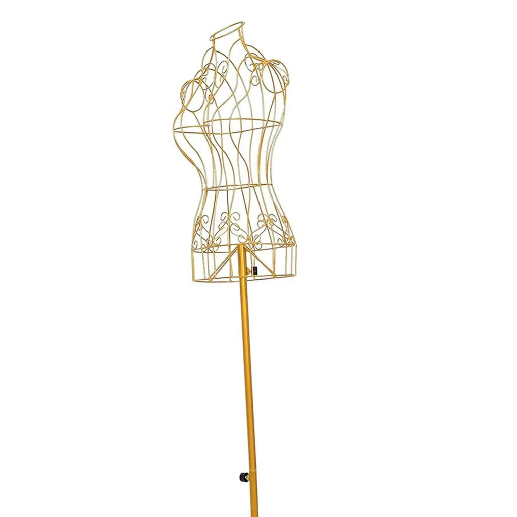 Female mannequin iron dress form with adjustable height and stable base, ideal for tailors, dressmakers, and shop displays.