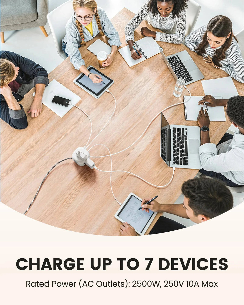 Nehwei enterprise LENCENT flat EU plug power strip cube with 4 outlets, 2 USB QC3.0 ports, Type C PD20W, braided cable, home use