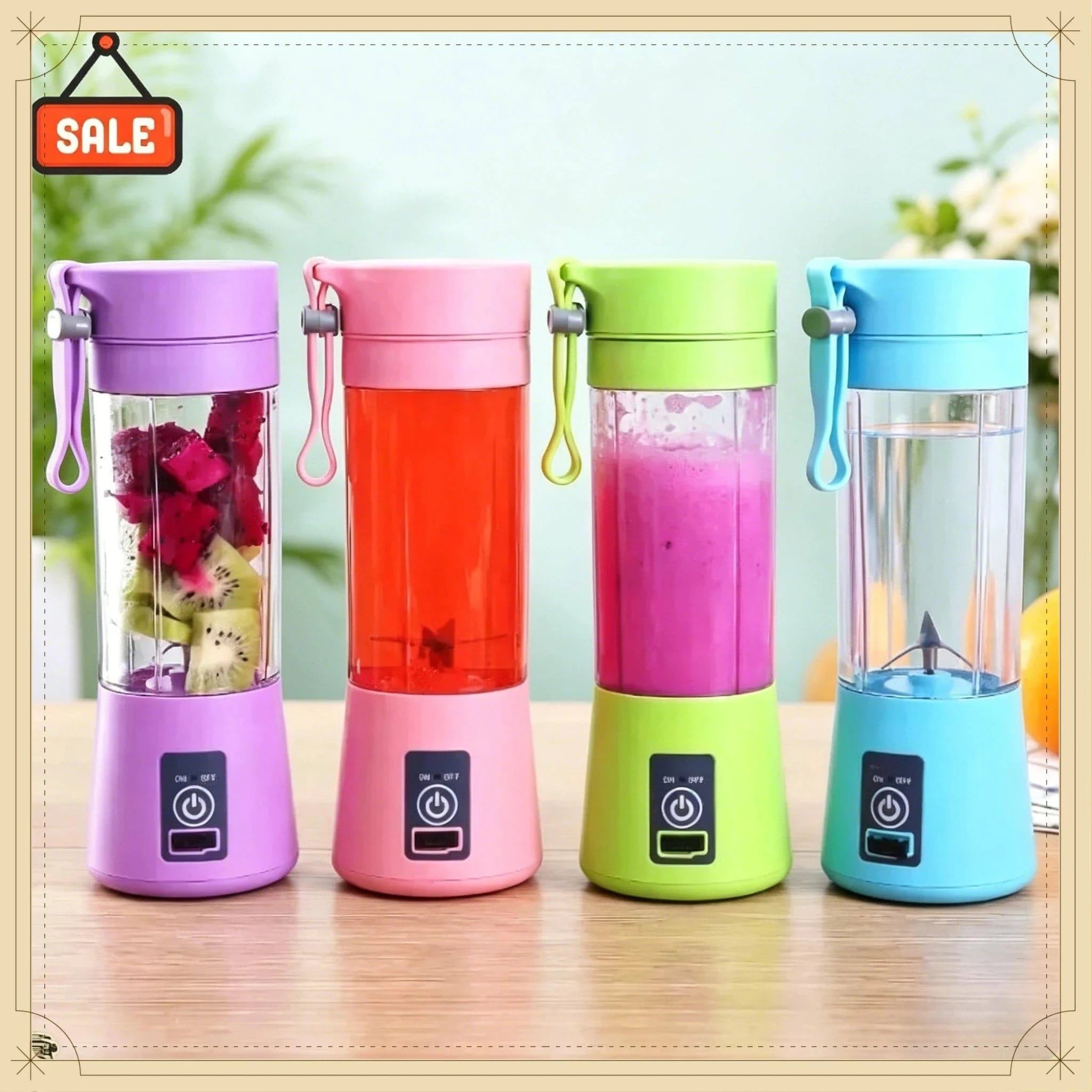 Portable rechargeable handheld blender by Nehwei enterprise with mini fruit juicer cup for smoothies and milkshakes.