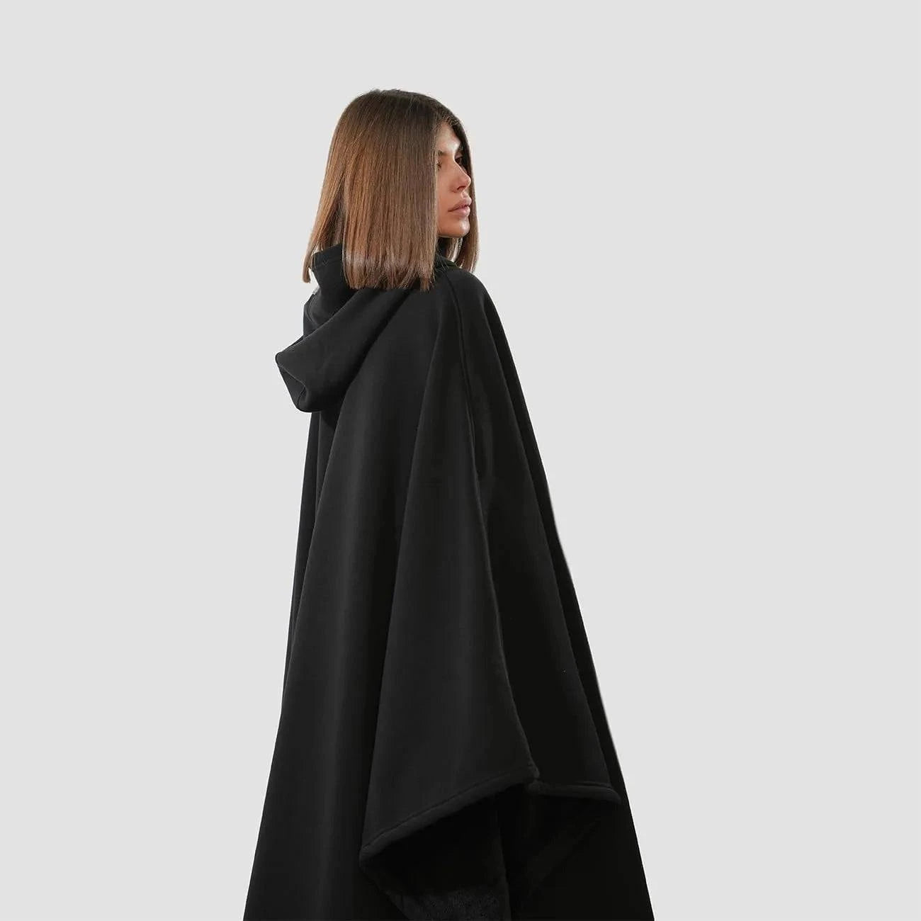 Unisex Eden oversized hoodie cloak by Nehwei enterprise with ultra-soft faux fur lining, lightweight, super warm winter clothing.