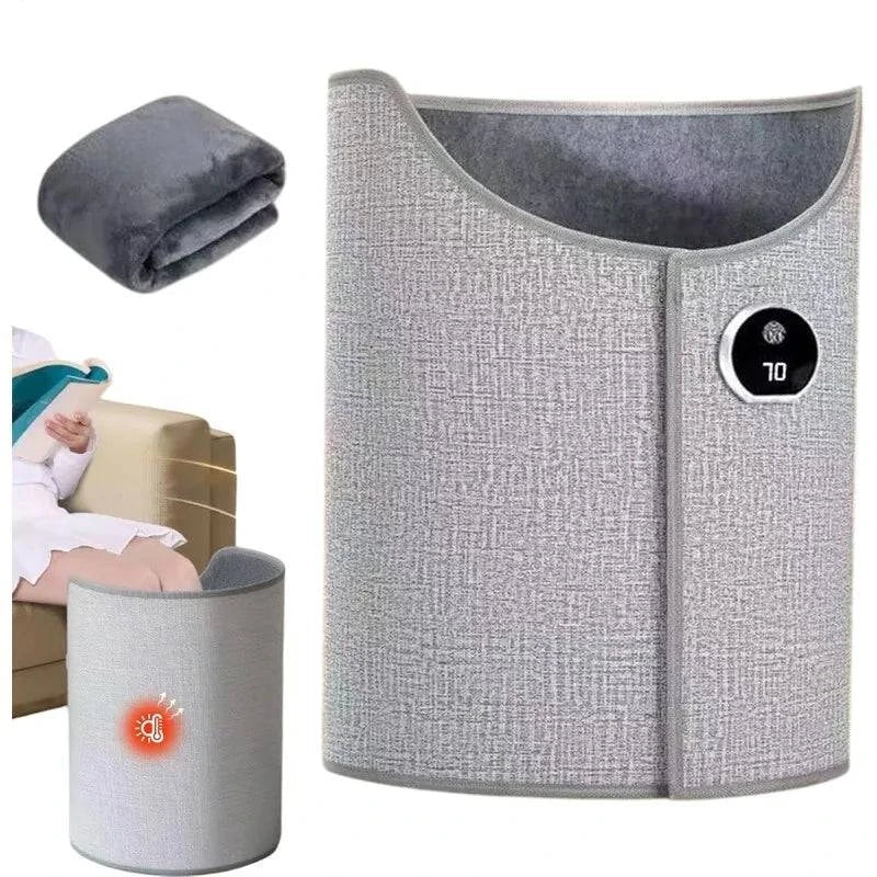 Silent foldable leg warmer by Nehwei enterprise, an electric foot heater with thermostat and auto shut-off for office or home use.