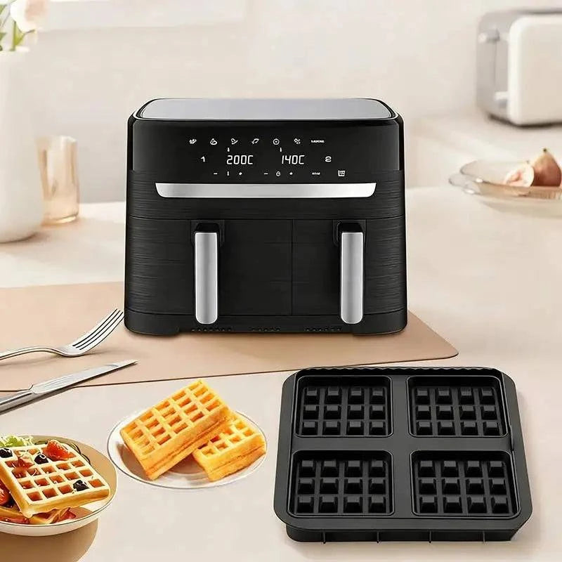Nehwei enterprise air fryer silicone biscuit mold set with square waffle design, non-stick baking tray for pancakes and baking accessories