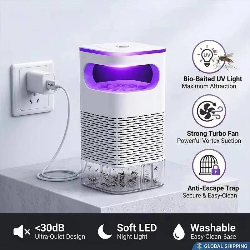 Nehwei electronic mosquito killer lamp with LED light trap, USB-powered, ultra-quiet fly and bug repeller for home use.
