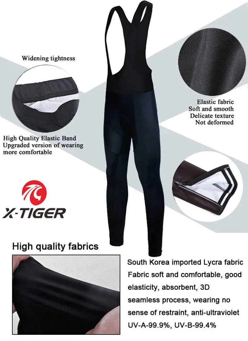 Nehwei enterprise X-TIGER winter cycling bib trousers with thermal fabric, 5D gel pad, and Coolmax for mountain biking comfort