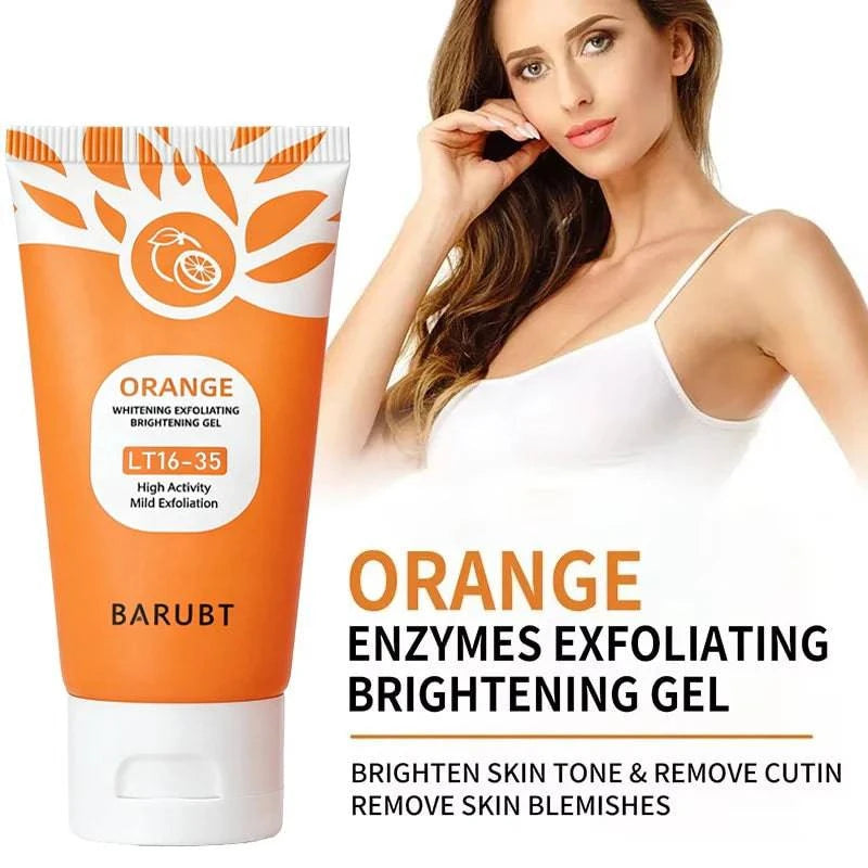 Nehwei orange exfoliating gel for face and body, natural peeling gel with moisturizing and skin cleaning properties.