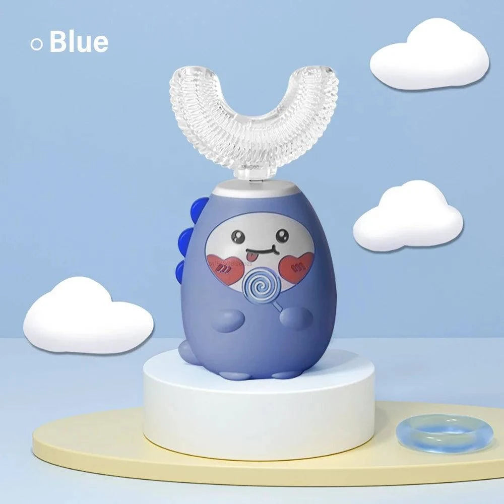 Nehwei children's electric toothbrush with U-shaped design, cartoon theme, USB rechargeable for kids' oral care.