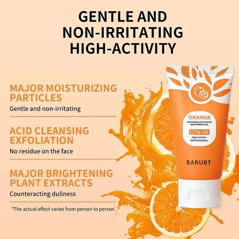 Nehwei enterprise orange exfoliating gel for face and body, natural peeling gel with moisturizing, skin cleaning and facial scrub action.