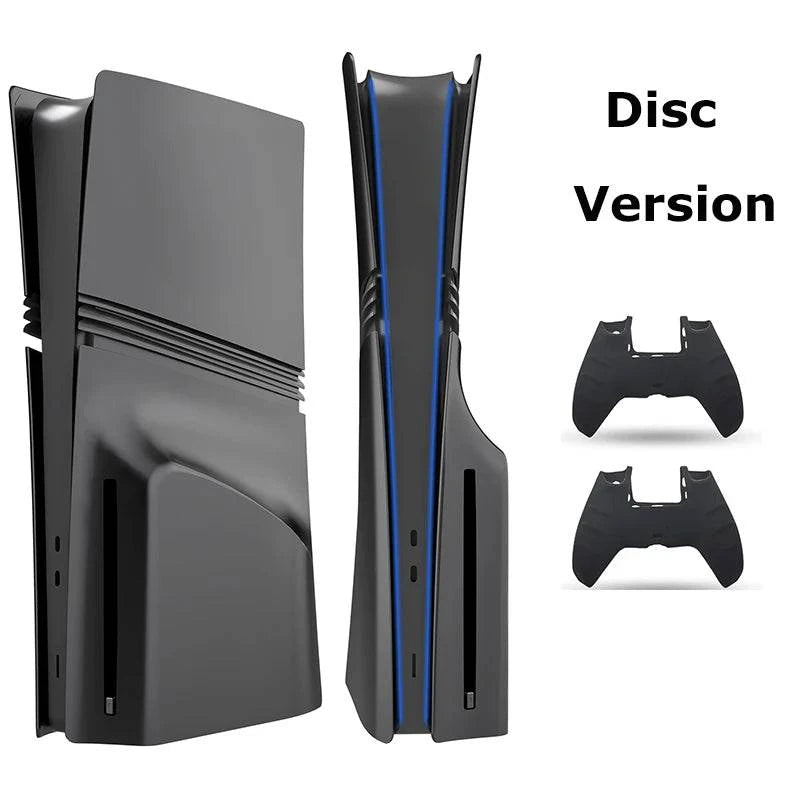 Nehwei enterprise PS5 Pro faceplate cover in matte red ABS shell with two silicone controller covers, compatible with Digital and Disc editions.