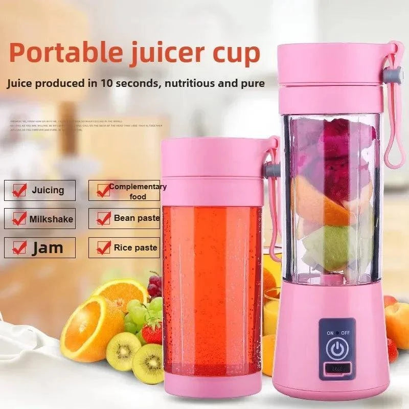 Portable rechargeable handheld blender by Nehwei enterprise, showing a mini fruit juicer cup ideal for smoothies and milkshakes.