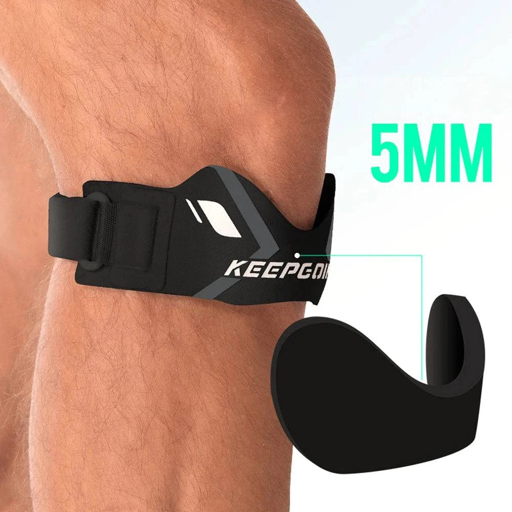 Nehwei enterprise patella knee strap with ergonomic pad, designed for knee pain relief and support, featuring stabilizer and tendon brace.