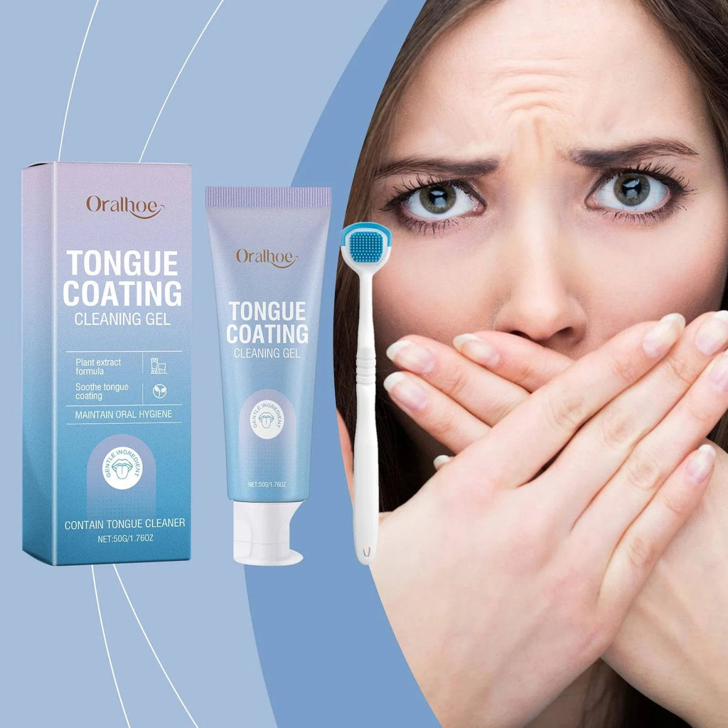 Nehwei enterprise tongue cleaning gel with brush and tongue remover kit for fresh breath and oral health care.