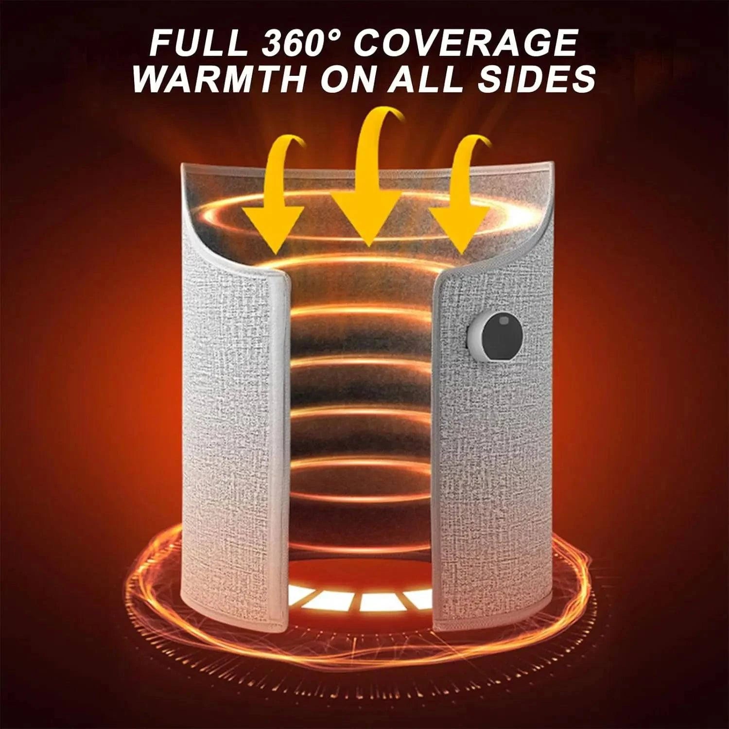 Foldable electric foot warmer by Nehwei enterprise with thermostat, auto shut-off, designed for under desk use in office or home.