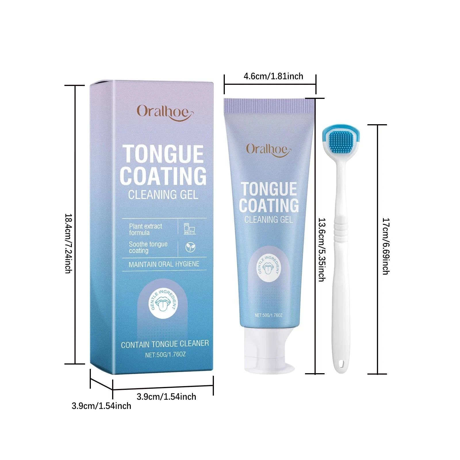 Nehwei enterprise tongue cleaning gel and brush kit for fresh breath and tongue coating removal, oral health care 2-in-1 set.