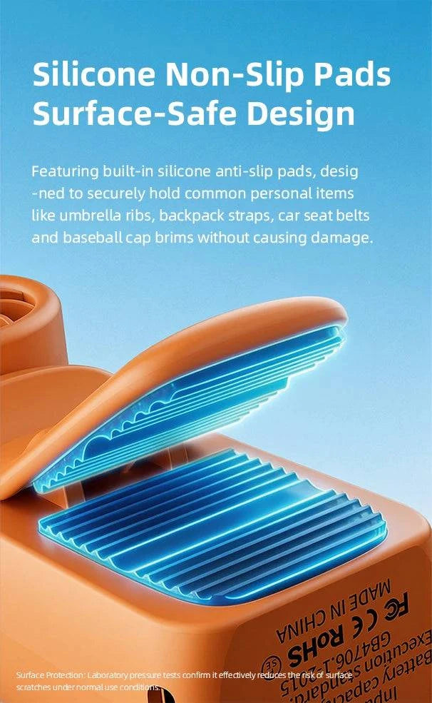 Nehwei handheld mini fan with LED display, 5 speeds, adjustable 180°, rechargeable 3000mAh battery, portable clip-on cooling fan.