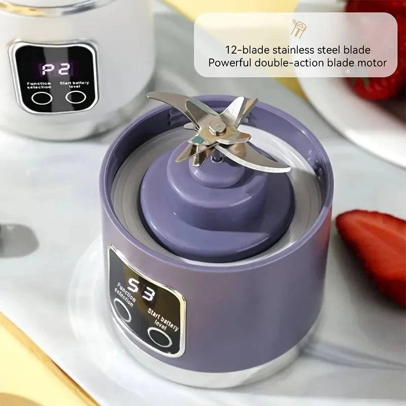 Nehwei enterprise portable USB rechargeable mini blender with 12-blade system, digital display, and travel-friendly design.