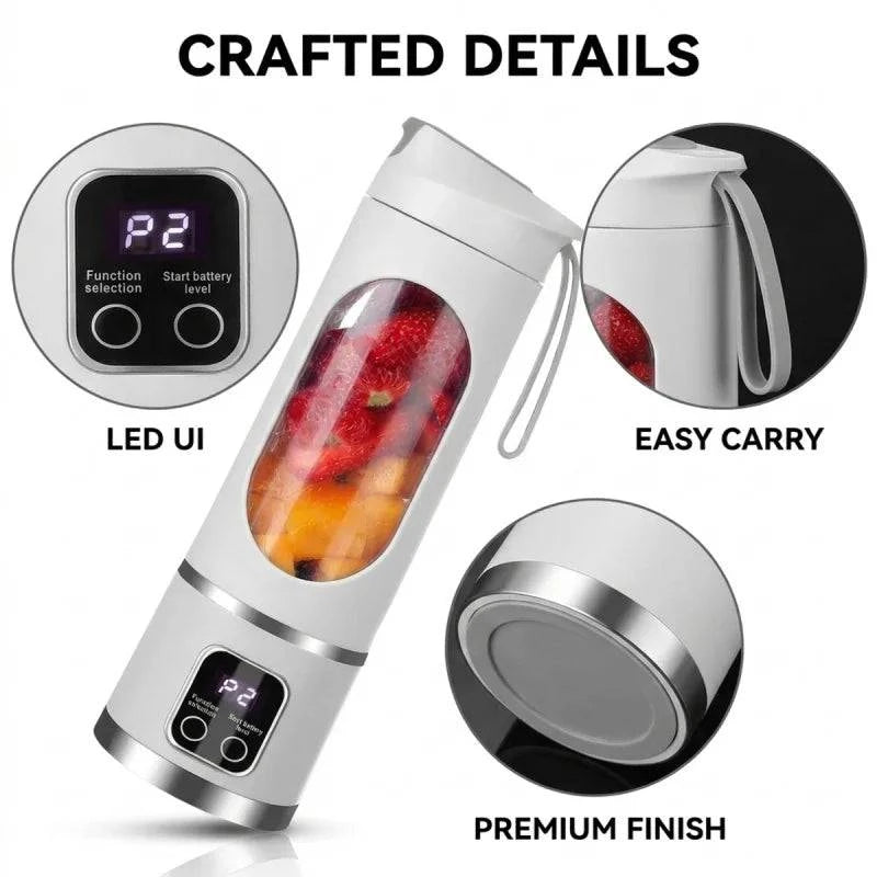 Nehwei enterprise portable USB rechargeable mini blender with digital display, 12-blade system, ideal for travel and smoothies.