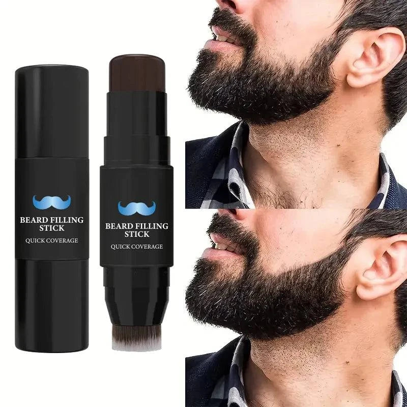 Nehwei enterprise 2-in-1 beard filler stick with brush, natural-looking coverage for men's beards, long-lasting and easy to apply.