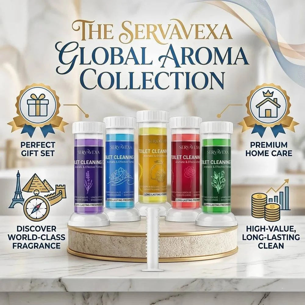 Nehwei SERVAVEXA 5-piece toilet cleaning gel stamps with floral design, for deodorizing and long-lasting bathroom bowl cleaning.