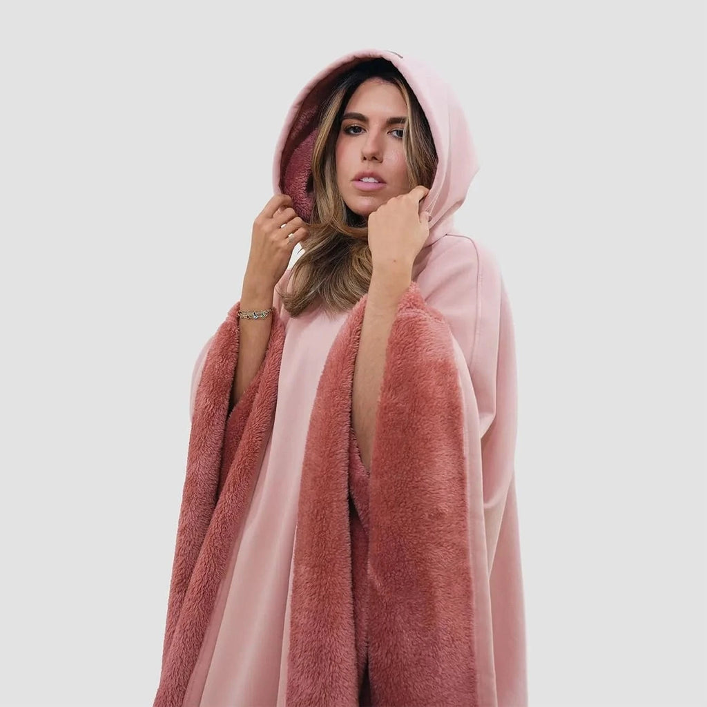 Unisex Eden oversized hoodie cloak by Nehwei enterprise with ultra-soft faux fur lining, lightweight and warm winter clothing.