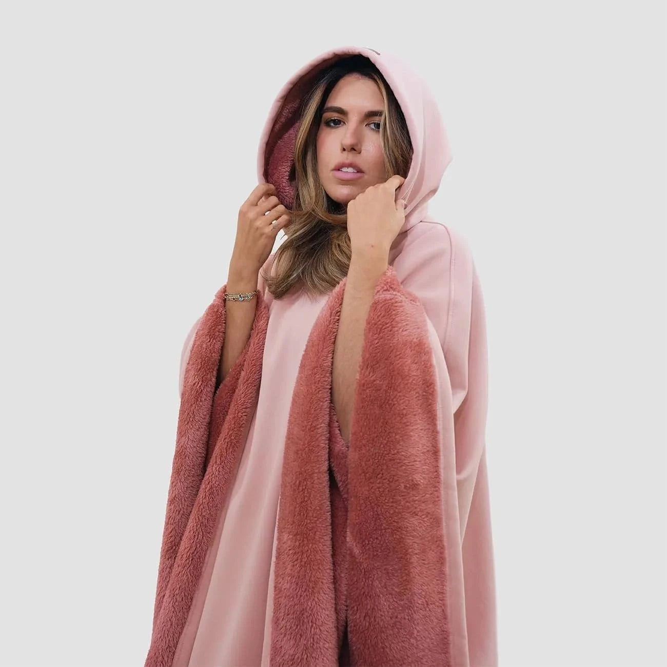 Unisex Eden oversized hoodie cloak by Nehwei enterprise with ultra-soft faux fur lining, lightweight and warm winter clothing.