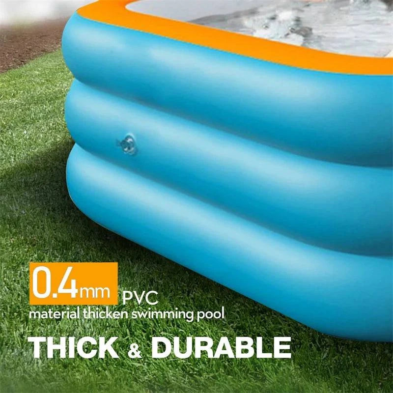 Nehwei enterprise inflatable rectangular outdoor swimming pool for adults and children, foldable backyard water party fun