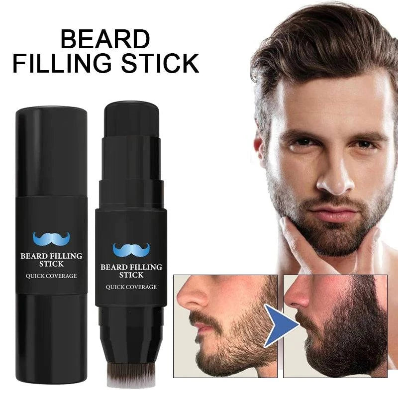 Nehwei 2-in-1 beard filler stick with brush, natural-looking beard pen for long-lasting coverage, men's grooming product