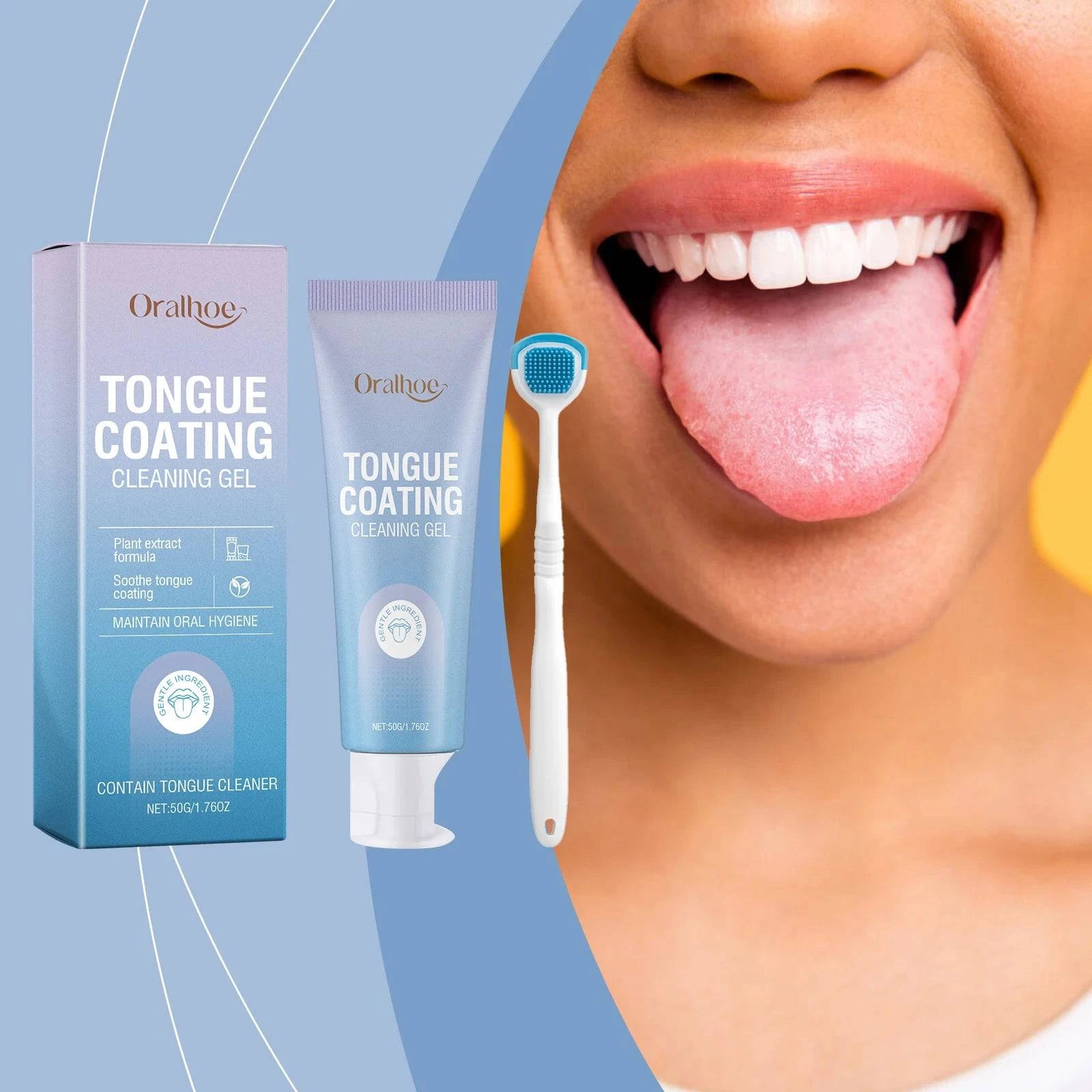 Nehwei enterprise tongue cleaning gel with brush kit for fresh breath, tongue coating removal, and oral health care.
