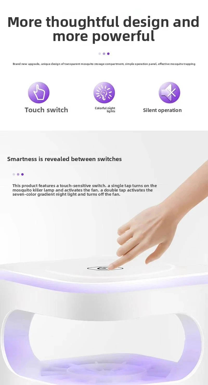 Nehwei electronic mosquito killer lamp with LED light, USB-powered fly trap, quiet insect repeller for home use