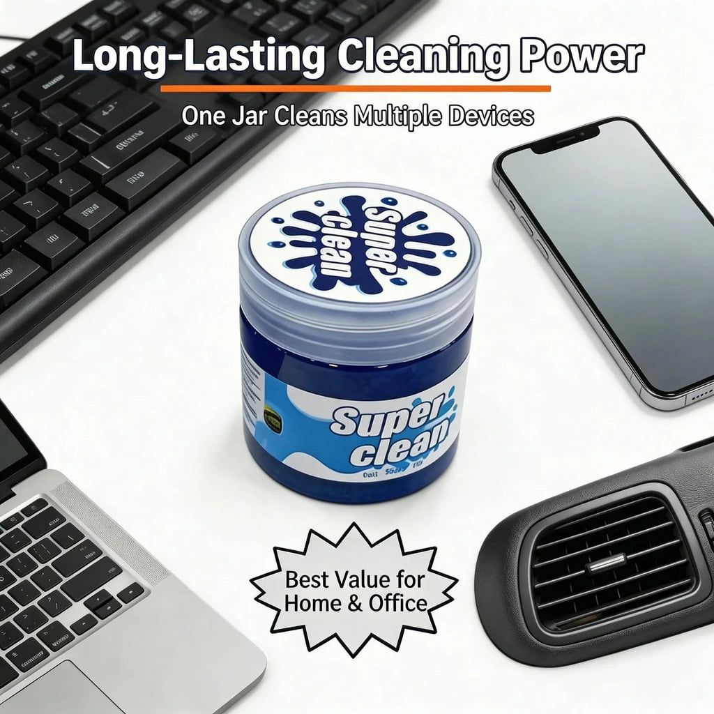 Blue reusable cleaning gel by Nehwei Enterprise, used for dusting keyboards, car vents, and small gaps, eco-friendly and multi-purpose.