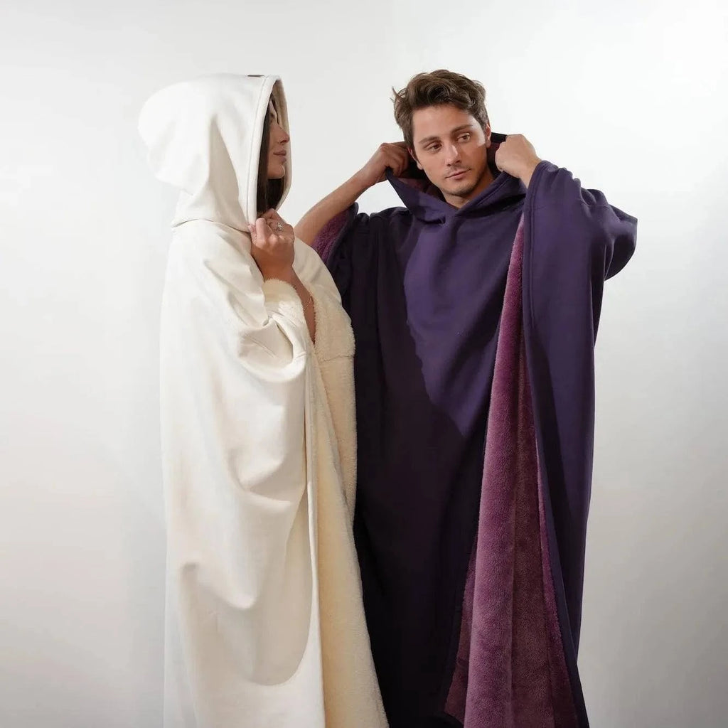 Nehwei enterprise Eden unisex oversized hoodie cloak with faux fur lining, lightweight, super warm winter clothing, cozy and soft.