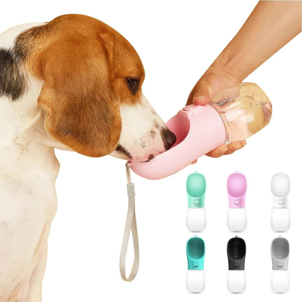 Portable Nehwei dog water bottle for small and large dogs, cats, outdoor travel, leak-proof, with a cup for easy drinking.