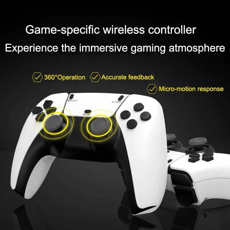 Nehwei enterprise G5 Game Retro Console with dual wireless controllers, 4K HD display, 70,000+ games, and multiple emulators for kids
