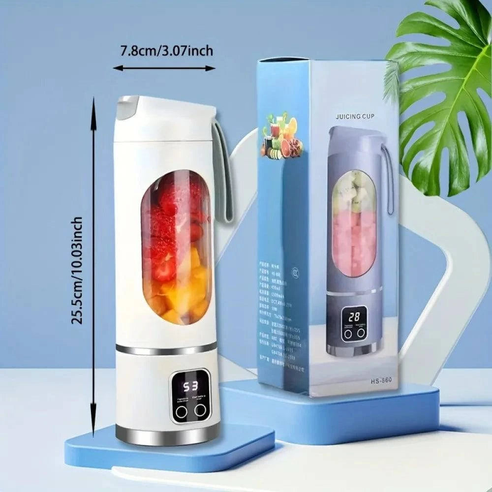 Portable Nehwei enterprise USB rechargeable mini blender with digital display and 12-blade system for travel and fresh smoothies.