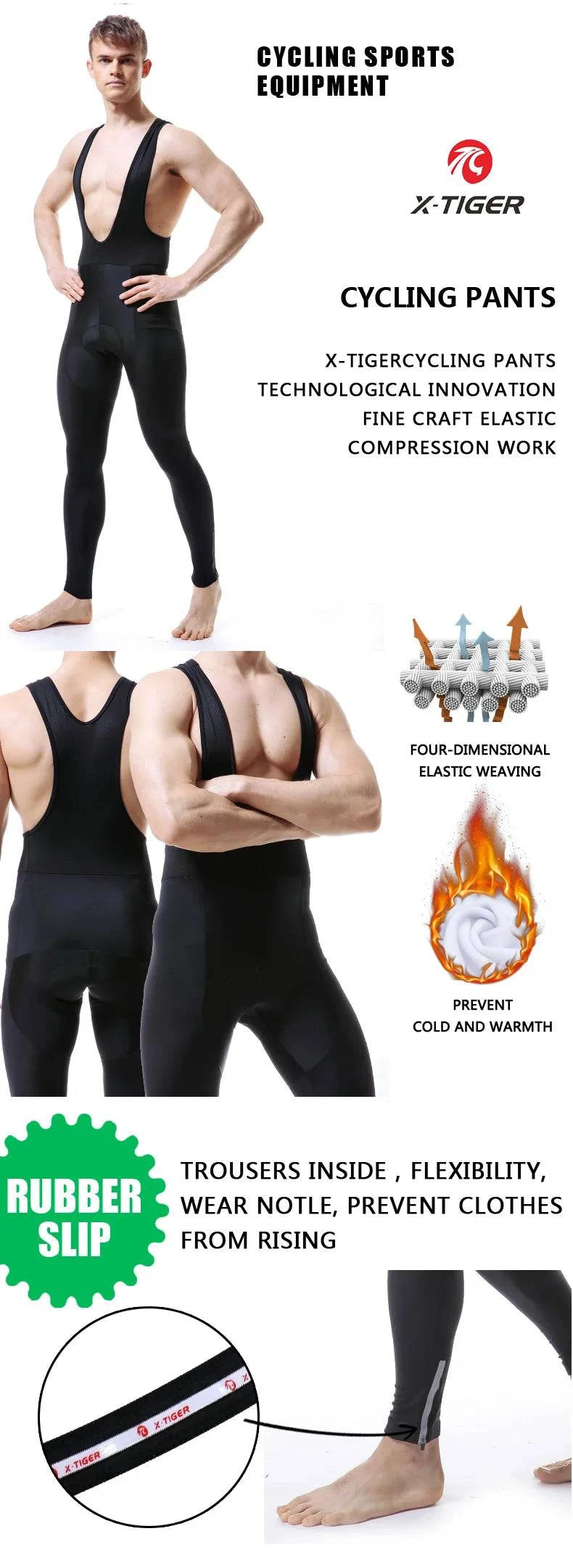 Nehwei enterprise X-TIGER cycling bib trousers, winter thermal mountain bike pants with Coolmax fabric and 5D gel pad for warmth.