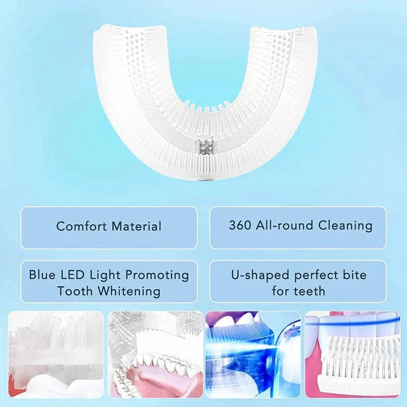Nehwei enterprise U-shaped electric toothbrush with 360-degree automatic cleaning, designed for comprehensive dental care.