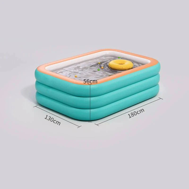 Rectangular inflatable pool for outdoor water parties, suitable for adults and children, foldable backyard swimming pool by Nehwei Enterprise.
