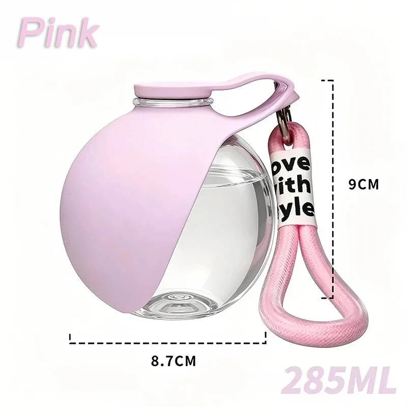 Portable Nehwei enterprise 2-in-1 dog water bottle with 285ml capacity and built-in water bowl for outdoor travel and small dogs.