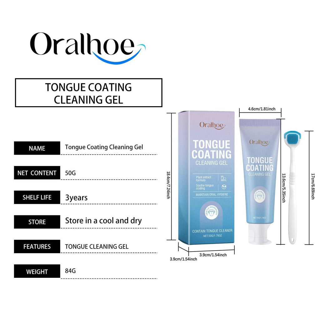 Nehwei enterprise tongue cleaning gel set with applicator for removing coating, freshening breath, and inhibiting oral bacteria.
