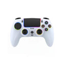 Nehwei wireless PS5 controller with dual hall joysticks, triggers, macro back buttons, RGB lighting, and 1500mAh battery.