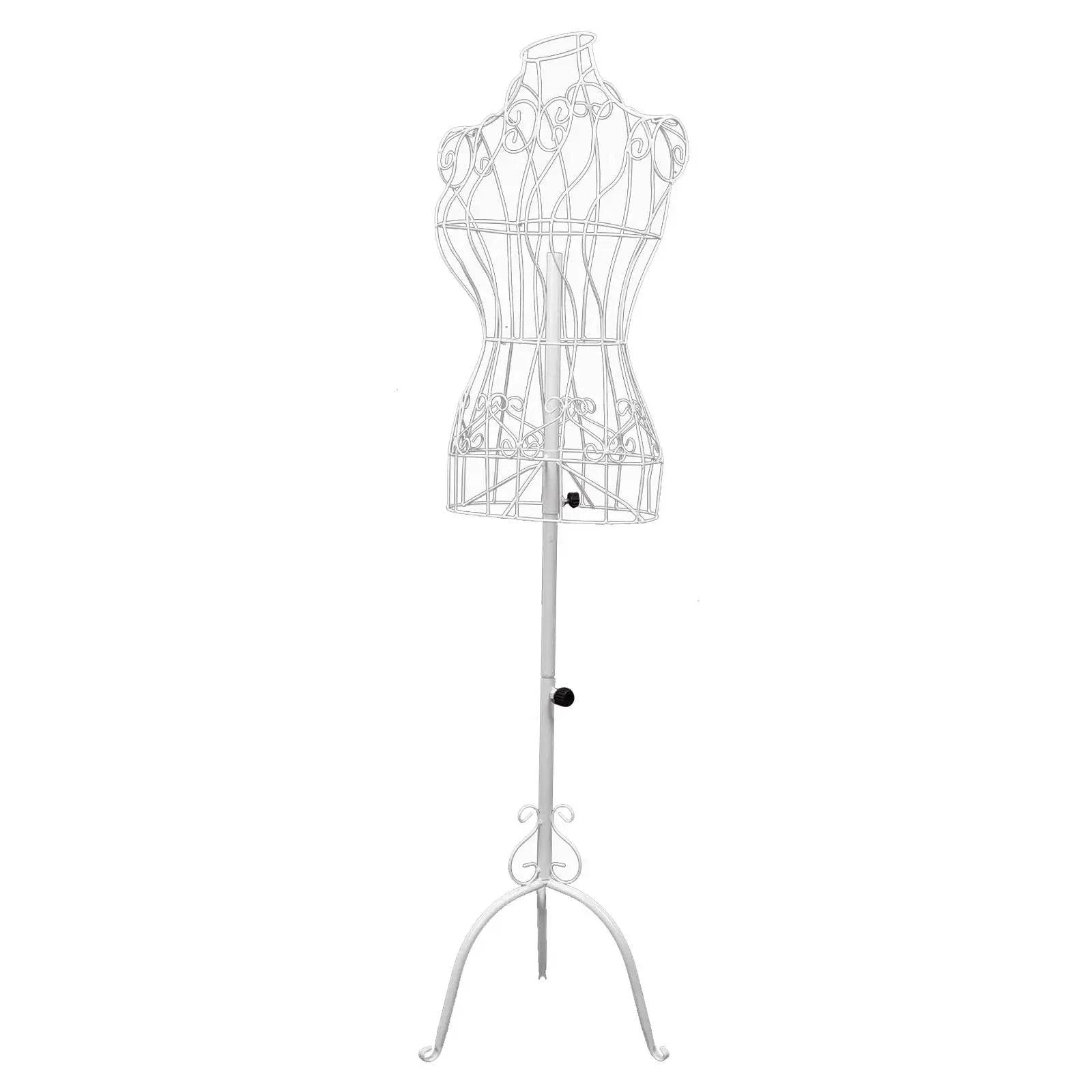 Female mannequin iron dress form with adjustable height and stable base, perfect for tailors, dressmakers, and shop displays.