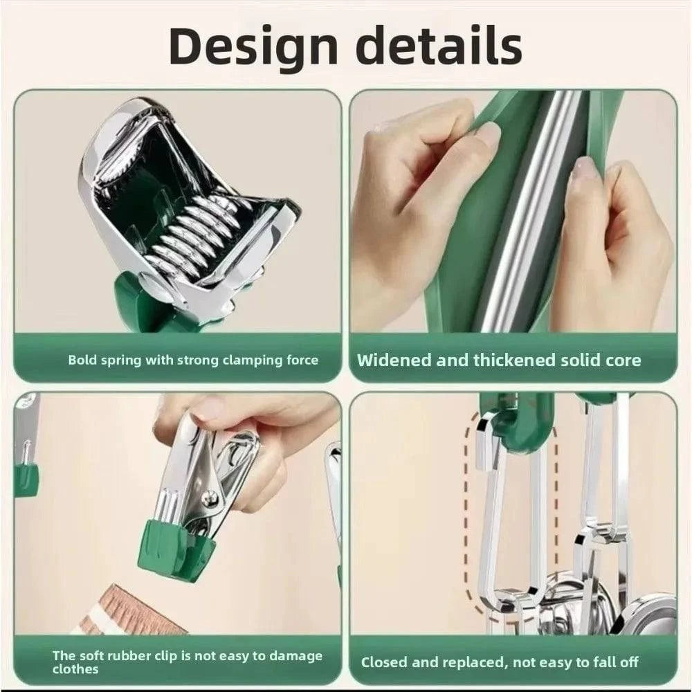 Stainless steel clothes drying rack with 20 clip capacity, suitable for socks, underwear, and clothes, by Nehwei enterprise.