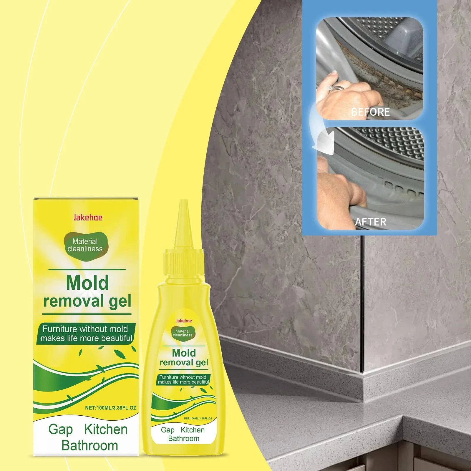 Nehwei enterprise Jakehoe kitchen cleaning gel dissolves mildew stains, eliminates odors, and removes household mold from bathroom surfaces.
