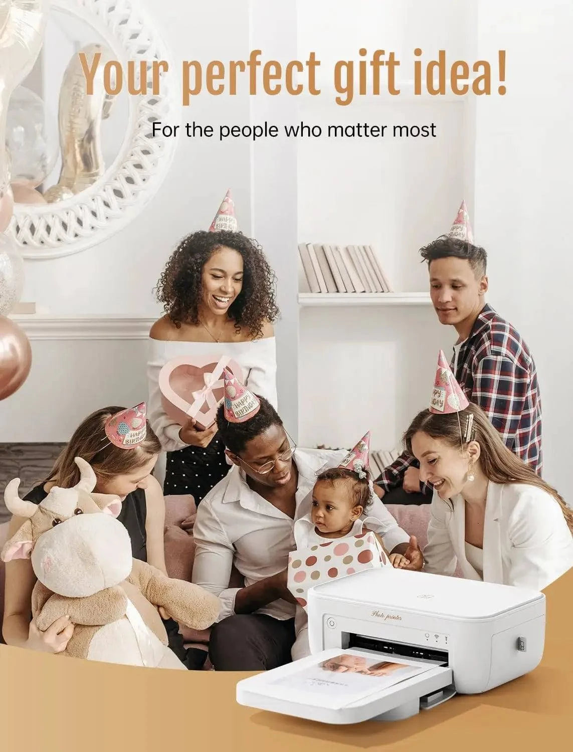 Nehwei enterprise Mini Color Photo Printer with wireless, high-resolution printing, paper, and ribbon for instant thermal photo printing.
