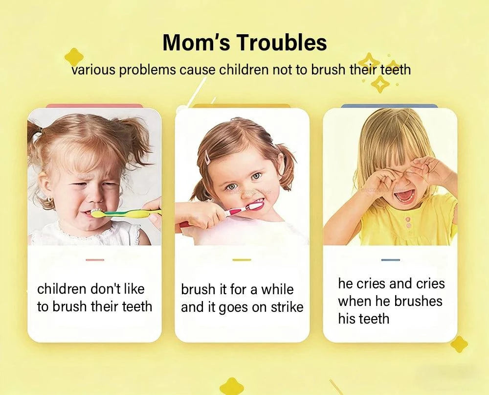 Nehwei children's electric toothbrush with U-shaped design, cartoon style, USB rechargeable for kids' oral hygiene.