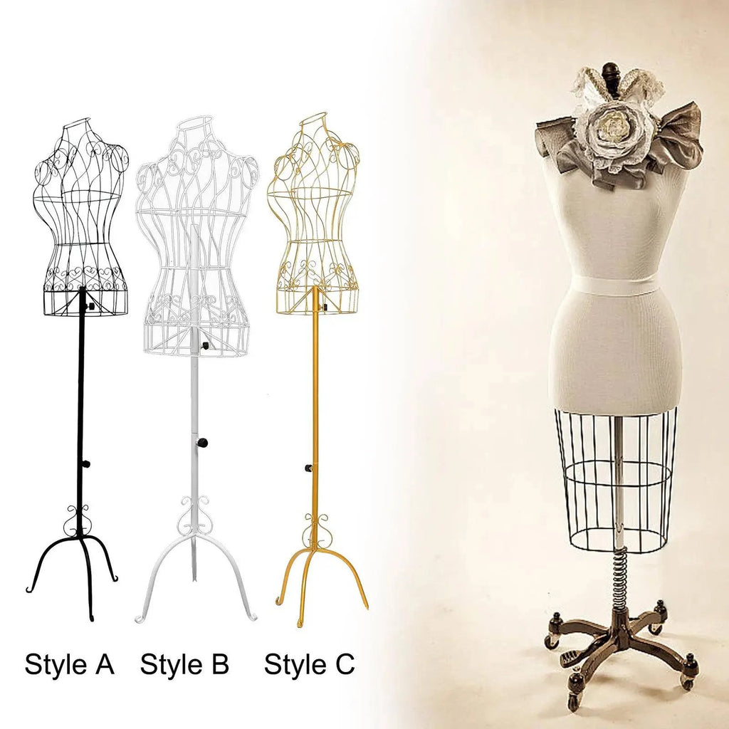 Female mannequin iron dress form with stable base, adjustable height, used for tailoring, dressmaking, and shop display by Nehwei enterprise.