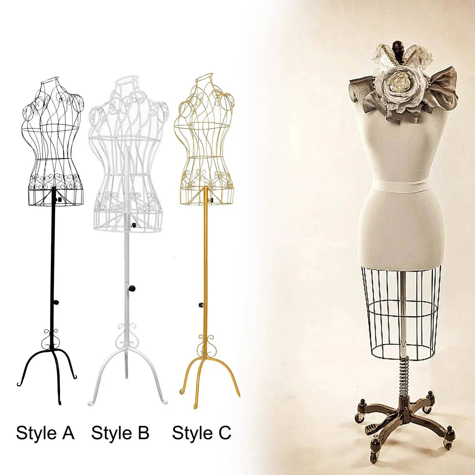 Female mannequin iron dress form with stable base, adjustable height, used for tailoring, dressmaking, and shop display by Nehwei enterprise.