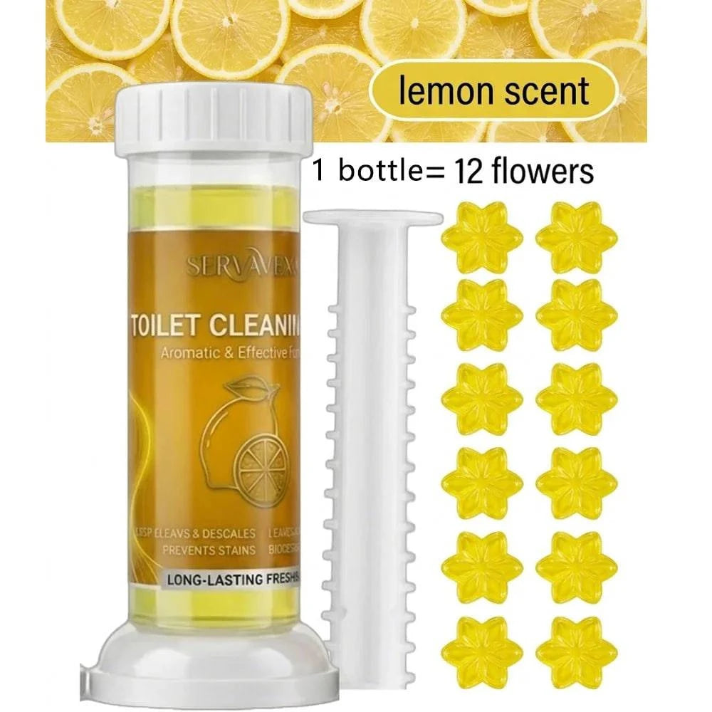 Nehwei enterprise SERVAVEXA 5-pack toilet cleaning gel stamps with floral deodorizer for bathroom freshness and long-lasting descaling.