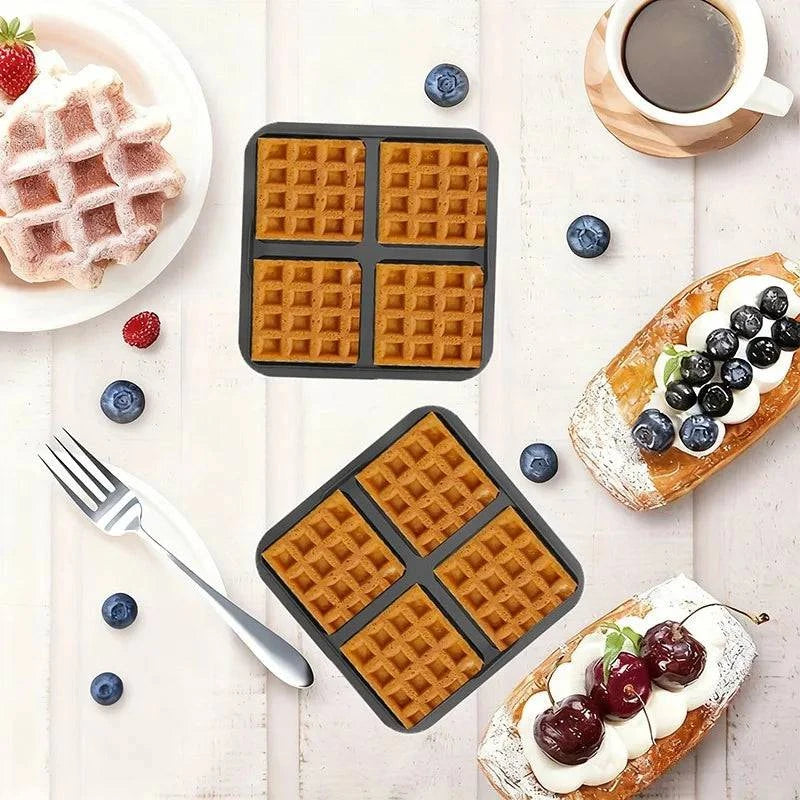 Nehwei Enterprise silicone biscuit mold set with square waffle design, non-stick baking tray for pancakes and baking accessories.