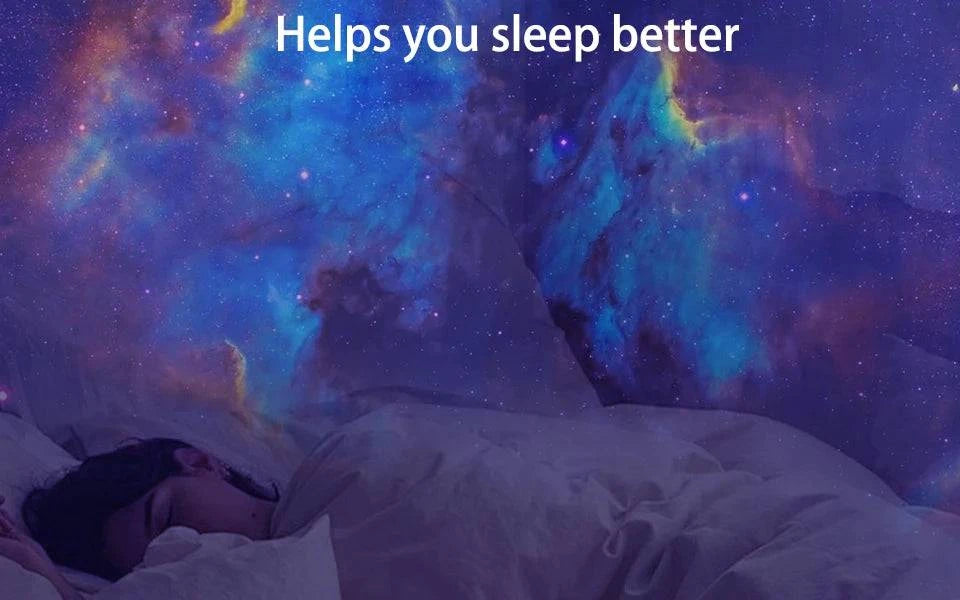Nehwei enterprise starry sky night light galaxy projector set with six space-themed lamps, no projectors included, illuminating a dark room.